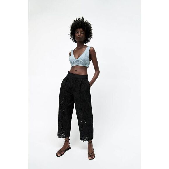 ZARA Openwork Pants Black New - Picture 13 of 13